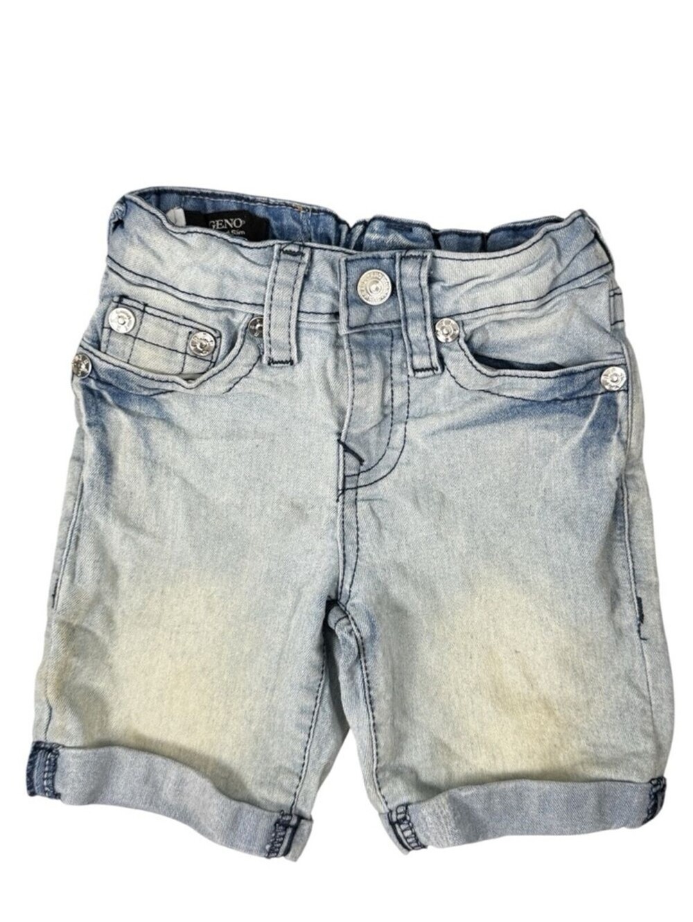 True Religion Toddler Girls Distressed Denim Shorts Size 4 Cuff Adjustable Waist